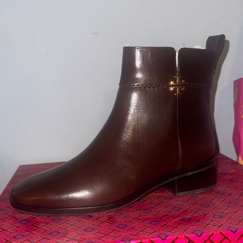 Tory Burch Dark Brown Leather Ankle Booties